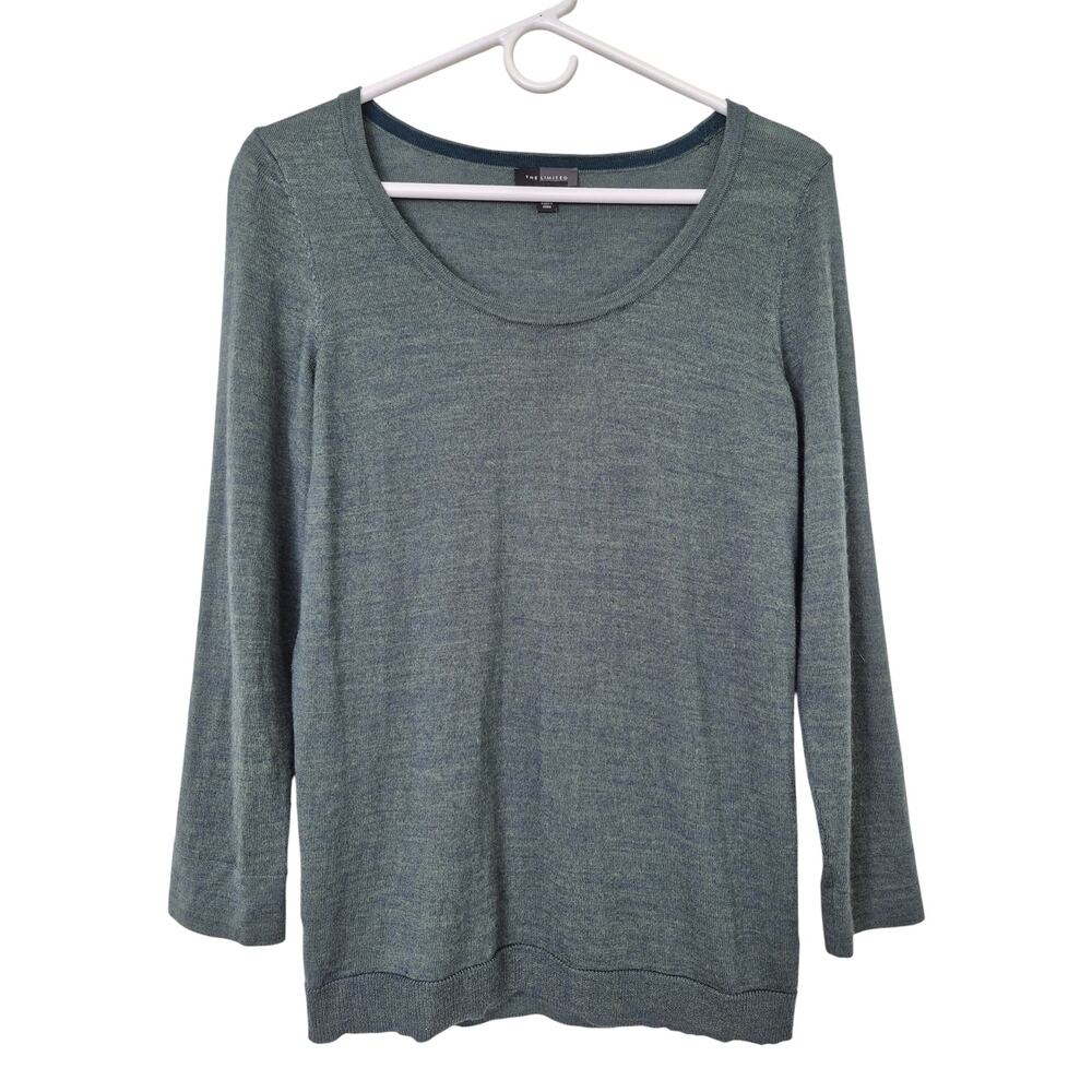 The Limited Womens Sweater Sz Med Wool Blend Green Heather Holiday Classic Layer